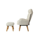 Armchair wit Stool 360° Swivel Seat Beige