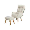 Armchair wit Stool 360° Swivel Seat Beige
