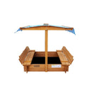 Kids Sandpit Wooden Sandbox Beach with Canopy