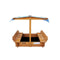 Kids Sandpit Wooden Sandbox Beach with Canopy