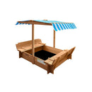 Kids Sandpit Wooden Sandbox Beach with Canopy