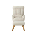Armchair wit Stool 360° Swivel Seat Beige