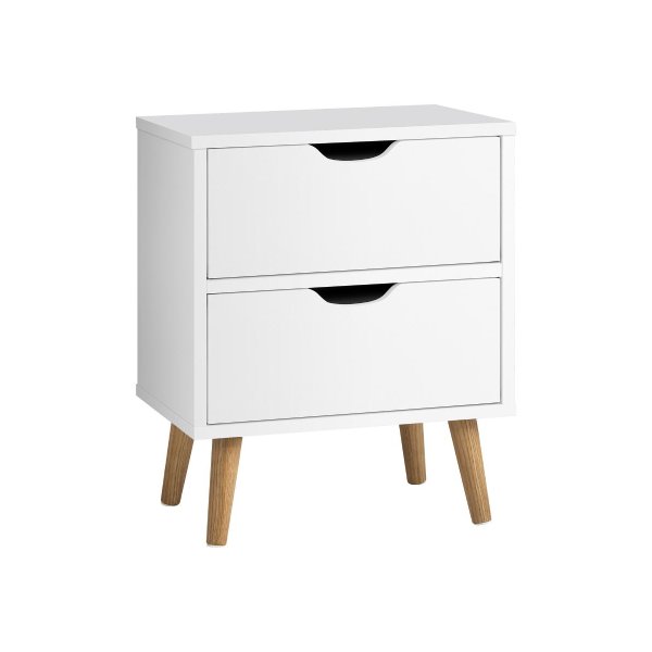 Bedside Tables 2 Drawers Air Gap Handle White