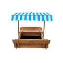 Kids Sandpit Wooden Sandbox Beach with Canopy