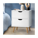 Bedside Tables 2 Drawers Air Gap Handle White