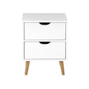 Bedside Tables 2 Drawers Air Gap Handle White