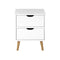 Bedside Tables 2 Drawers Air Gap Handle White