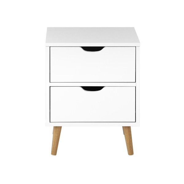 Bedside Tables 2 Drawers Air Gap Handle White