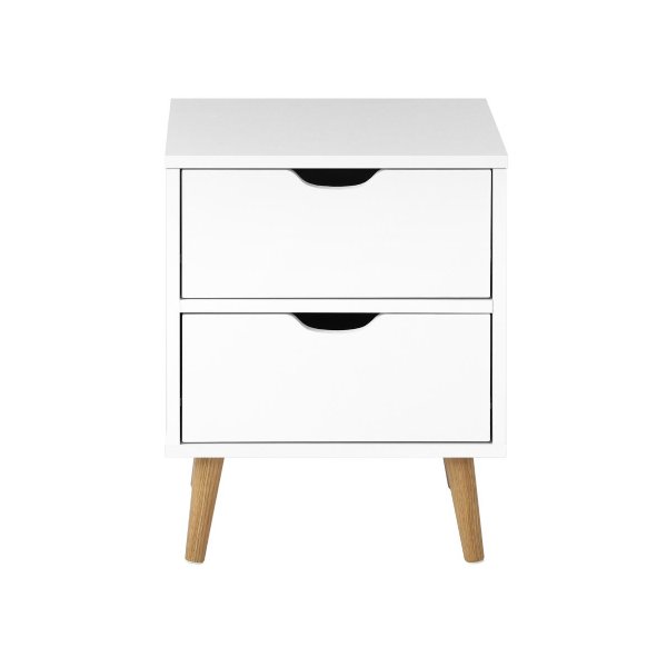 Bedside Tables 2 Drawers Air Gap Handle White