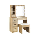 Dressing Table Stool Set With 10 Bulbs Mirror Wooden