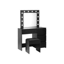 Dressing Table Stool Set With 12 Bulbs Mirror Black