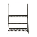 3 Tier Plant Stand Flower Pot Shelf Wooden Black