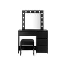 Dressing Table Stool Set With 12 Bulbs Mirror Black