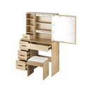 Dressing Table Stool Set With 10 Bulbs Mirror Wooden