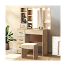 Dressing Table Stool Set With 10 Bulbs Mirror Wooden