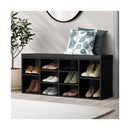 Shoe Bench 105cm with Leather Seat Black