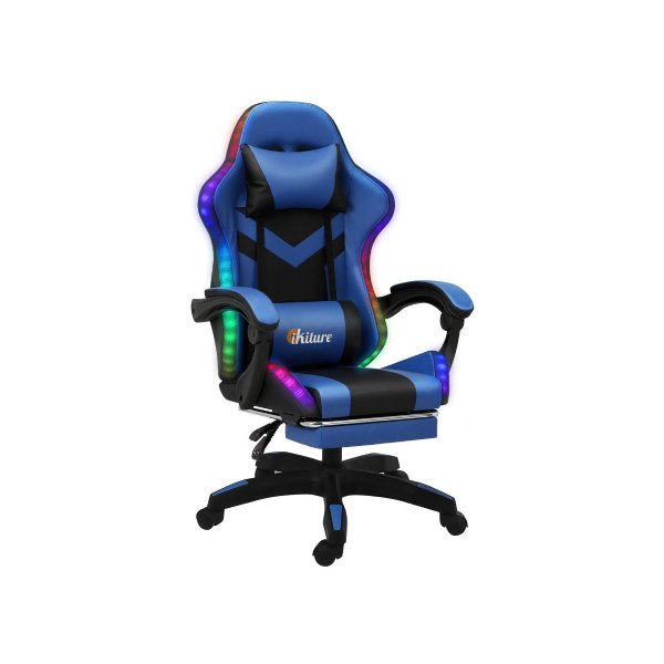 Led Gaming Chair With Massage And Recline Pu Leather Office Chair