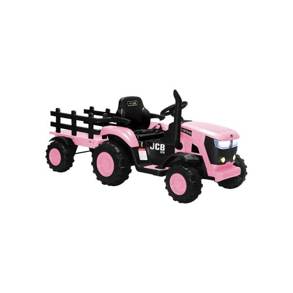 XL Kids Ride On Tractor 12V with Trailer Remote Pink