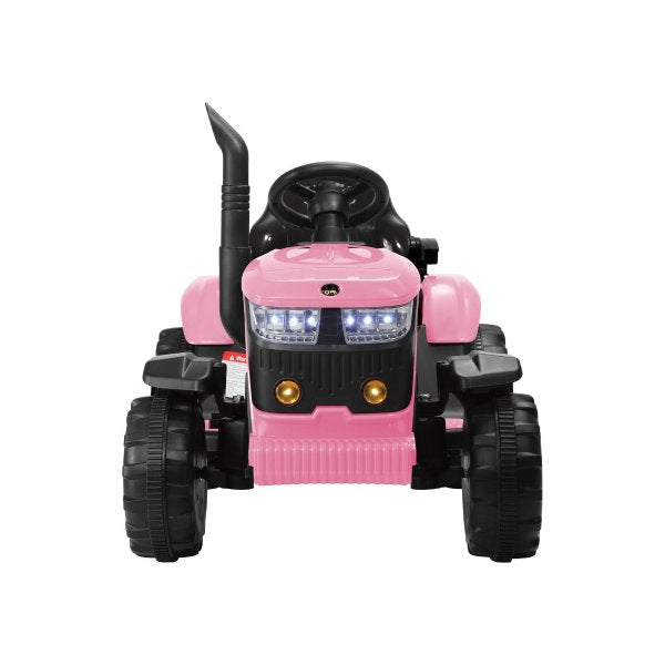 XL Kids Ride On Tractor 12V with Trailer Remote Pink