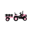 XL Kids Ride On Tractor 12V with Trailer Remote Pink