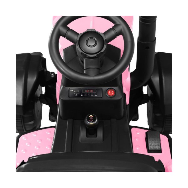 XL Kids Ride On Tractor 12V with Trailer Remote Pink