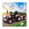 XL Kids Ride On Tractor 12V with Trailer Remote Pink