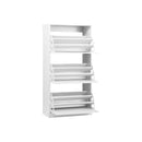 Shoe Storage Cabinet 3 Compartments with Rows White