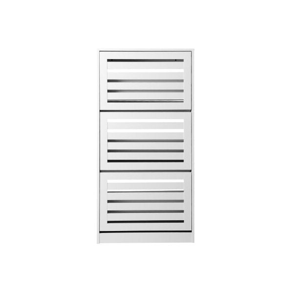 Shoe Storage Cabinet 3 Compartments with Rows White