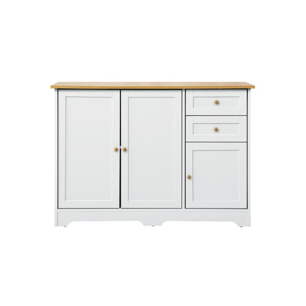 Sideboard with 2 Drawers and 2 Cabinet White&Wood