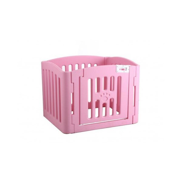 4 Panel Plastic Pet Foldable Fence Enclosure With Gate Pink