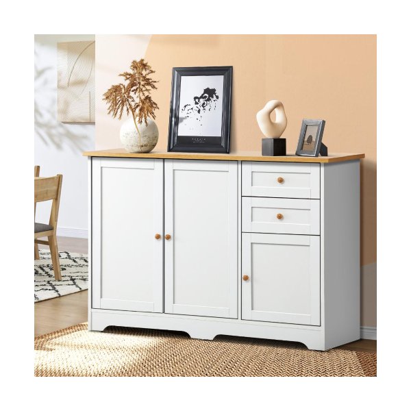 Sideboard with 2 Drawers and 2 Cabinet White&Wood