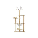 132Cm Wooden Cat Tree Scratching Post Acrylic Bowl