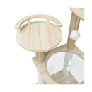 132Cm Wooden Cat Tree Scratching Post Acrylic Bowl