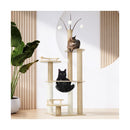 132Cm Wooden Cat Tree Scratching Post Acrylic Bowl