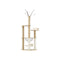 132Cm Cat Tree Wooden Tower With Scratching Post And Acrylic Bowl