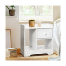 Bedside Table with Drawer & Storage Space White