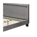 Bed Frame RGB LED Double Size Wooden Grey Fabric