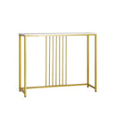 Console Table Marble Like Tabletop Steel Frame