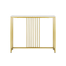 Console Table Marble Like Tabletop Steel Frame