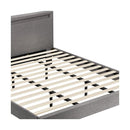 Bed Frame RGB LED Double Size Wooden Grey Fabric