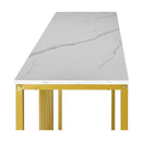 Console Table Marble Like Tabletop Steel Frame
