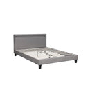 Bed Frame RGB LED Double Size Wooden Grey Fabric