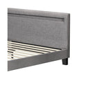 Bed Frame RGB LED Double Size Wooden Grey Fabric