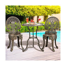 Outdoor Set 3pcs Chair Table Cast Aluminium Bronze