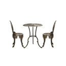 Outdoor Set 3pcs Chair Table Cast Aluminium Bronze