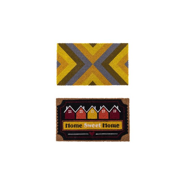 2 X Doormat For Front Door Natural Coconut Coir Yellow Brown 45X75Cm