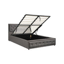Queen Bed Frame with Storage Space Gas Lift Grey