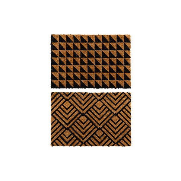 2 X Doormat For Front Door Cursive Natural Coconut Coir Geometric