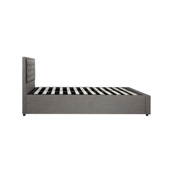 King Single Bed Frame with Storage Space Gas Lift Grey