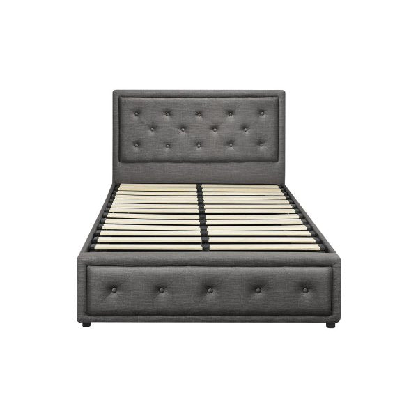 King Single Bed Frame with Storage Space Gas Lift Grey